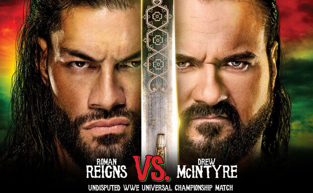 WWE Clash at the Castle 2022 Match Graphic - Drew McIntyre vs. Roman Reigns